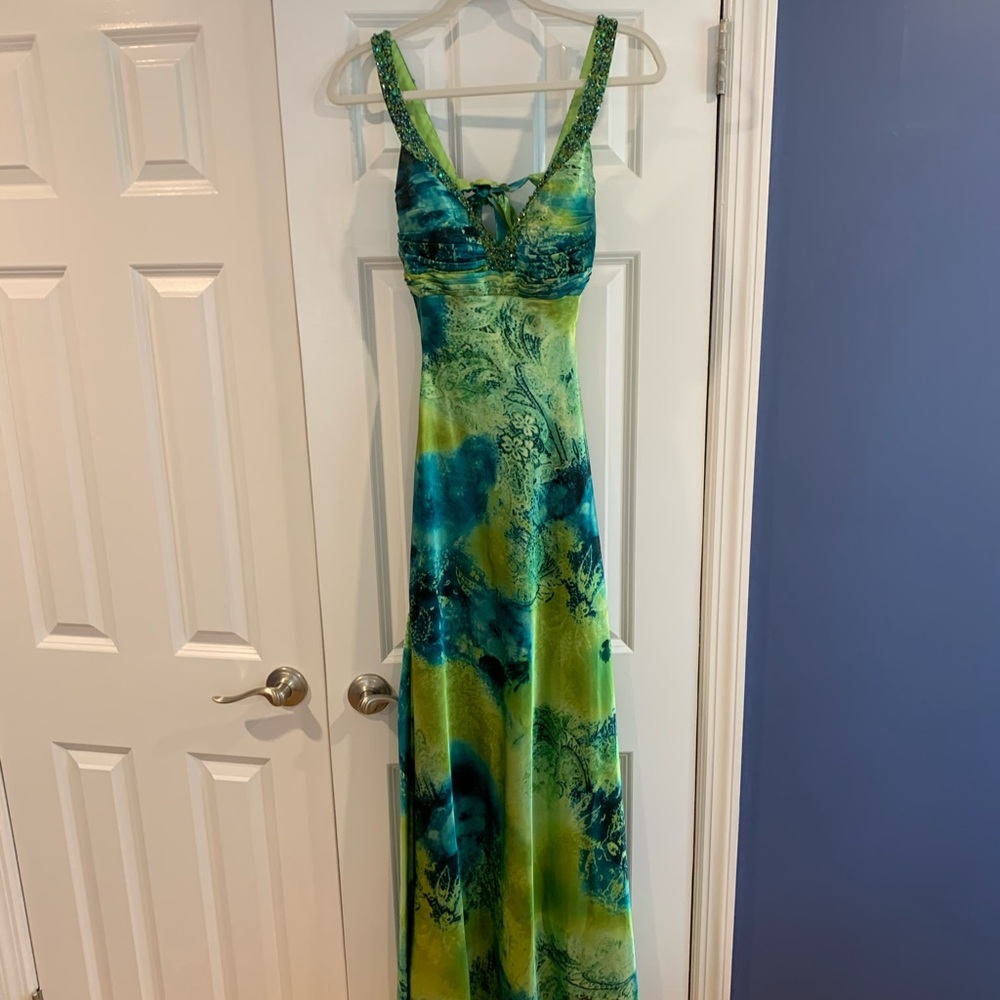 Mermaid blue/green prom dress